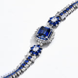 Brilliant Asscher Cut Bule Sapphire Bracelet