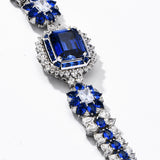 Brilliant Asscher Cut Bule Sapphire Bracelet