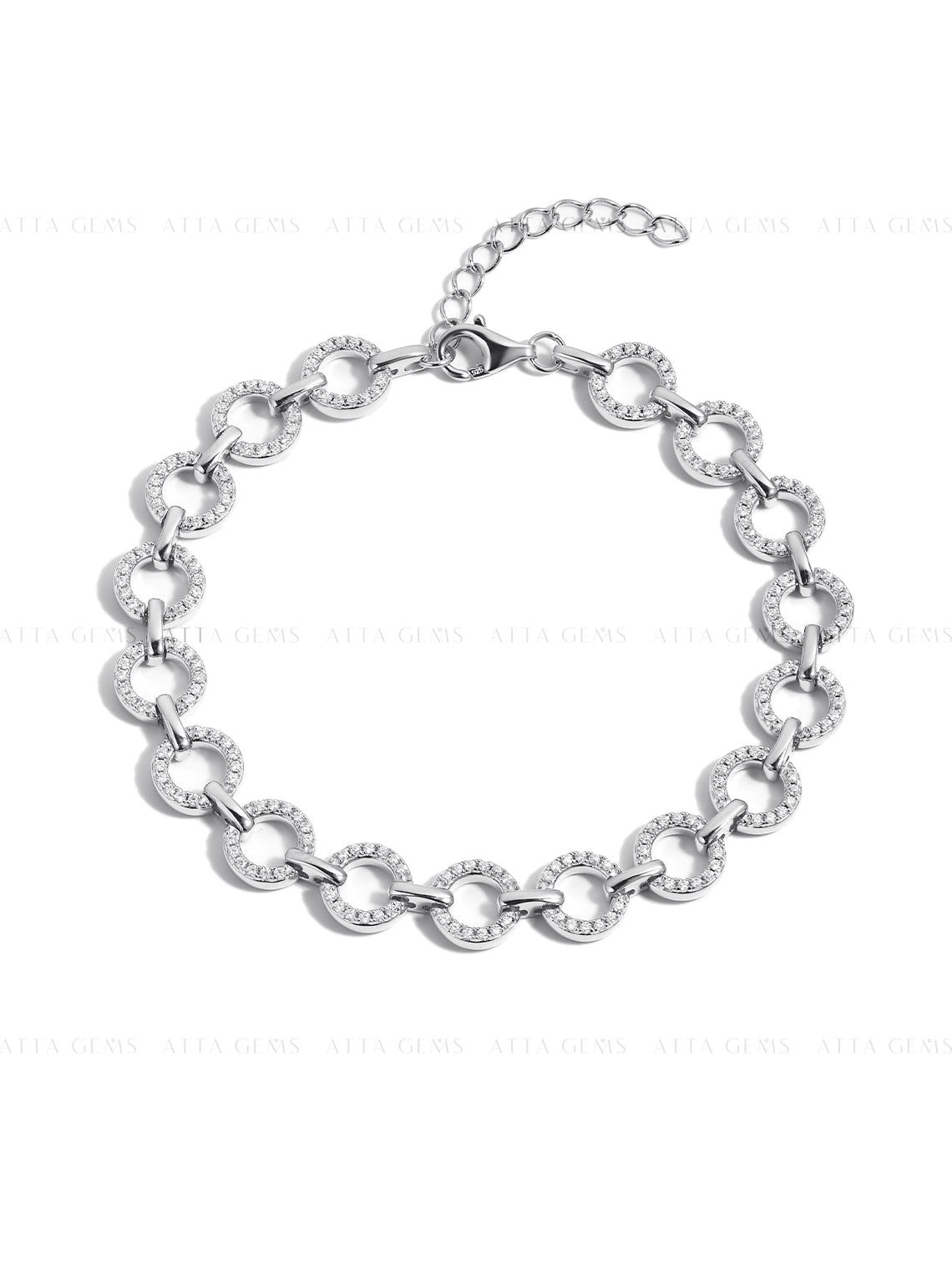 Circle Moissanite Link Bracelet