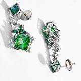 Emerald With Zirconia Princess Cut Earrings