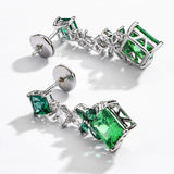 Emerald With Zirconia Princess Cut Earrings