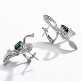 Emerald With Zirconia French Clip Earrings