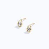 14K Teardrop Stud Round Diamond Earrings