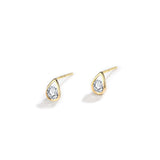 14K Teardrop Stud Round Diamond Earrings