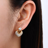 18K Heart Shape Pave Setting lab Grown Diamond Earrrings