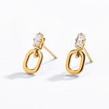 18K Lab Grown Diamond Oval Drop Earrings