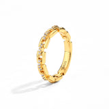 #R034 Studded Gold Chain Link Ring