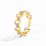 #R033 Classic Cuban Link Moissanite Diamond Ring