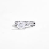 #R074 Princess Cut Diamond Moissanite Engagement Ring