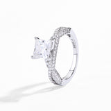 #R074 Princess Cut Diamond Moissanite Engagement Ring