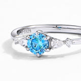 #R092 Blue Blossom Wealth Moissanite Ring