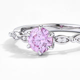 #R089 1.0 CT Pink Round Cut Moissanite Wedding Ring