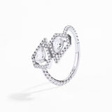 #R098 Heart Shaped Adjustable Cut Diamond Ring