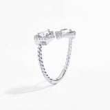 #R098 Heart Shaped Adjustable Cut Diamond Ring