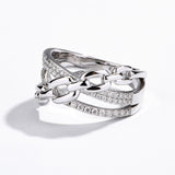 #R116 Brilliant Pave Setting Bypass Diamond Ring