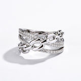 #R116 Brilliant Pave Setting Bypass Diamond Ring