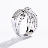 #R116 Brilliant Pave Setting Bypass Diamond Ring