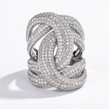 Knot Design Crisscross Channel Diamond Ring