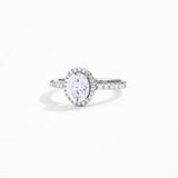 #R100 Oval Cut 1.50CT Halo Diamond Engagement Rings