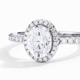 #R100 Oval Cut 1.50CT Halo Diamond Engagement Rings