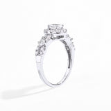 #R099 Oval Halo Twist Shank Diamond Engagement Ring