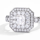 #R101 Classical Halo Radiant Diamond Ring