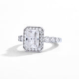 Asscher Cut Halo Style Moissanite Diamond Engagement Ring