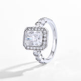 Asscher Cut Halo Style Moissanite Diamond Engagement Ring