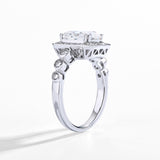 Asscher Cut Halo Style Moissanite Diamond Engagement Ring