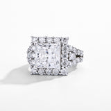 #R159 6.0CT Princess Cut Halo Moissanite Diamond Engagement Ring