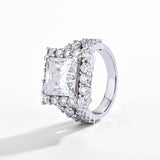 #R159 6.0CT Princess Cut Halo Moissanite Diamond Engagement Ring