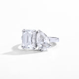 #R208 7.0 CT Pear and Emerald Cut Moissanite Cocktail Ring