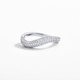 #R210 Contoured Pavé Wavy Moissanite Diamond Wedding Ring