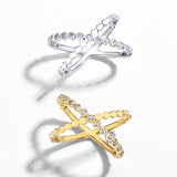 Bubble Moissanite Cross X Ring