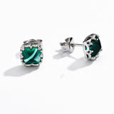 Emerald Square Shape Stud Earrings