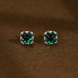 Emerald Square Shape Stud Earrings