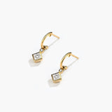 Bezel Setting Princess Cut Diamond Earrings