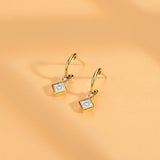 Bezel Setting Princess Cut Diamond Earrings