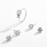 Jewelry Set 925 Classic Prong Setting Moissanite Ring and Earrings