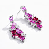 Red Sapphire With Synthetic Cubic Zircon Earrings