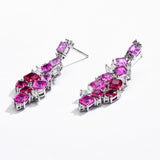 Red Sapphire With Synthetic Cubic Zircon Earrings