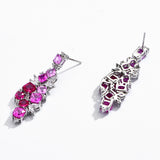 Red Sapphire With Synthetic Cubic Zircon Earrings