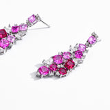 Red Sapphire With Synthetic Cubic Zircon Earrings