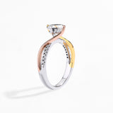 #R004 1.50 CT Two-Tone Tension Setting Moissanite Diamond Ring