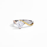 #R004 1.50 CT Two-Tone Tension Setting Moissanite Diamond Ring