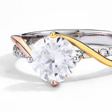 #R004 1.50 CT Two-Tone Tension Setting Moissanite Diamond Ring