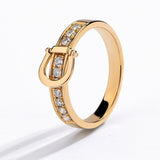 18K Belt Buckle Shape Channnel Set Ring